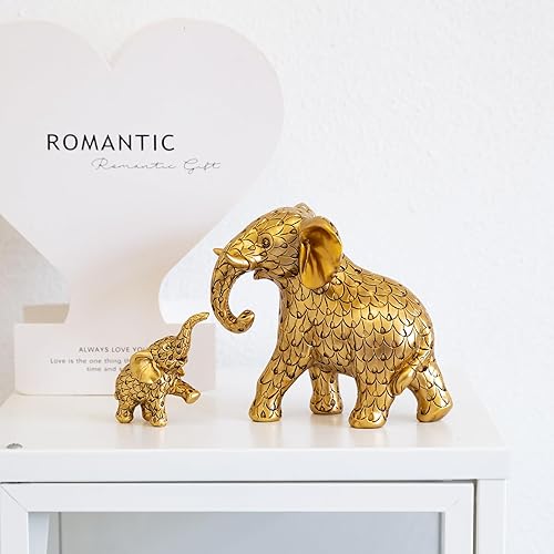 Miniatura 9 de Estatua de elefante dorado vintage. Figuras de elefante que inspiran buena suerte, salud. Regalos únicos de elefante para mujeres, mamás. Adornos de