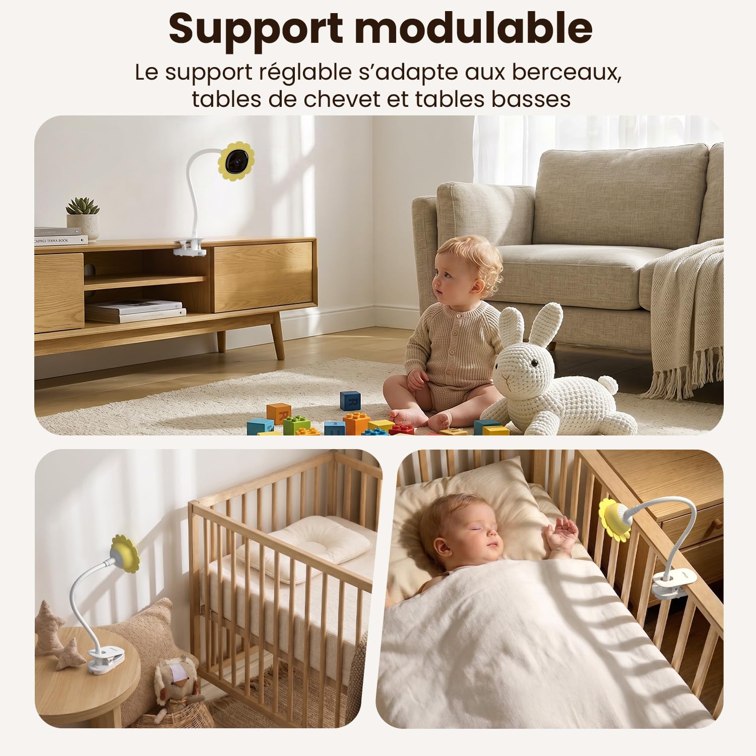 ieGeek Cámara Vigilancia Bebes con Soporte 5" 1080P, Baby Monitor con Detección Movimiento y Llanto, Audio Bidireccional, Visión Nocturna, Temperatura, Regalo Recién Nacidos