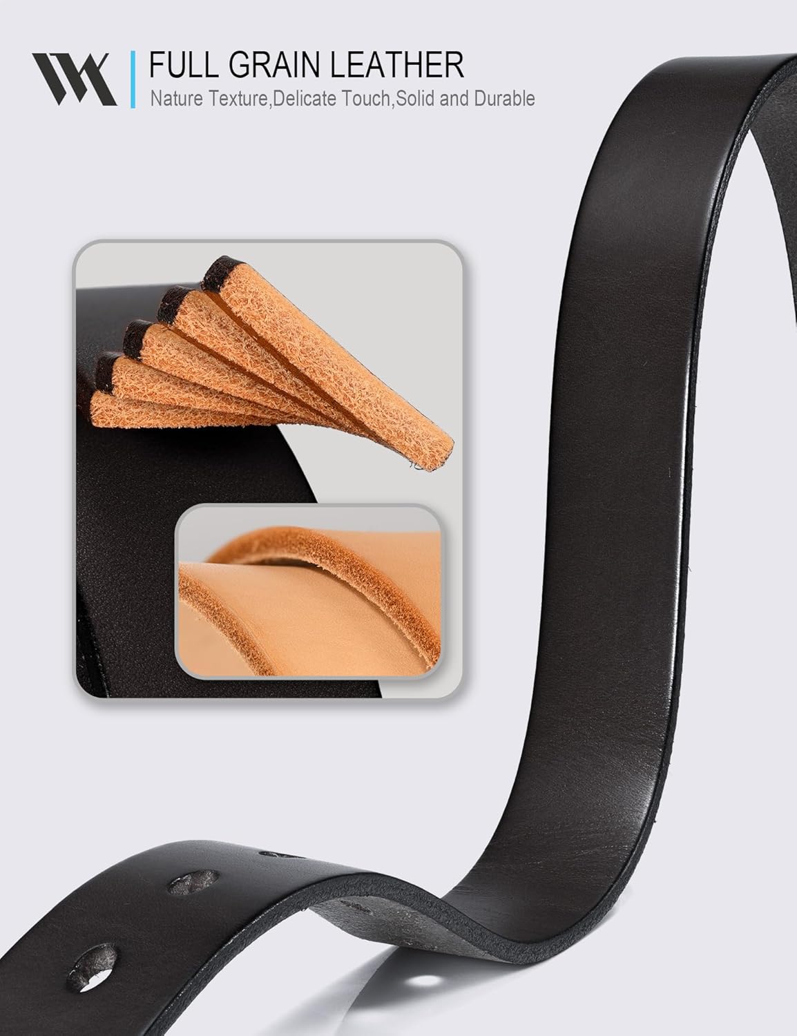 WOLFANT Full Grain Leather Belt for Women,1.1" Ladies Casual leather Jean Belt with Vintage Circle buckle in Gift Box - Image 2