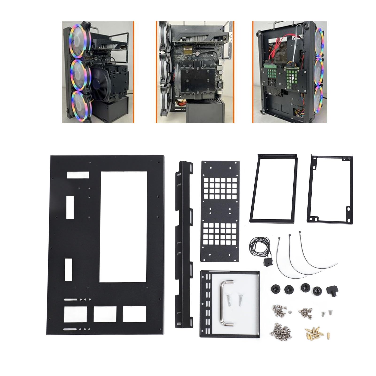 Sxhlseller Stojak na obudowę Komputera DIY, Wydajne Chłodzenie, Otwarta Rama, Wspornik Obudowy z Blachy Stalowej, ATX M ATX ITX, z Uchwytem, ​​do Instalacji Płyty Głównej Komputera do Gier