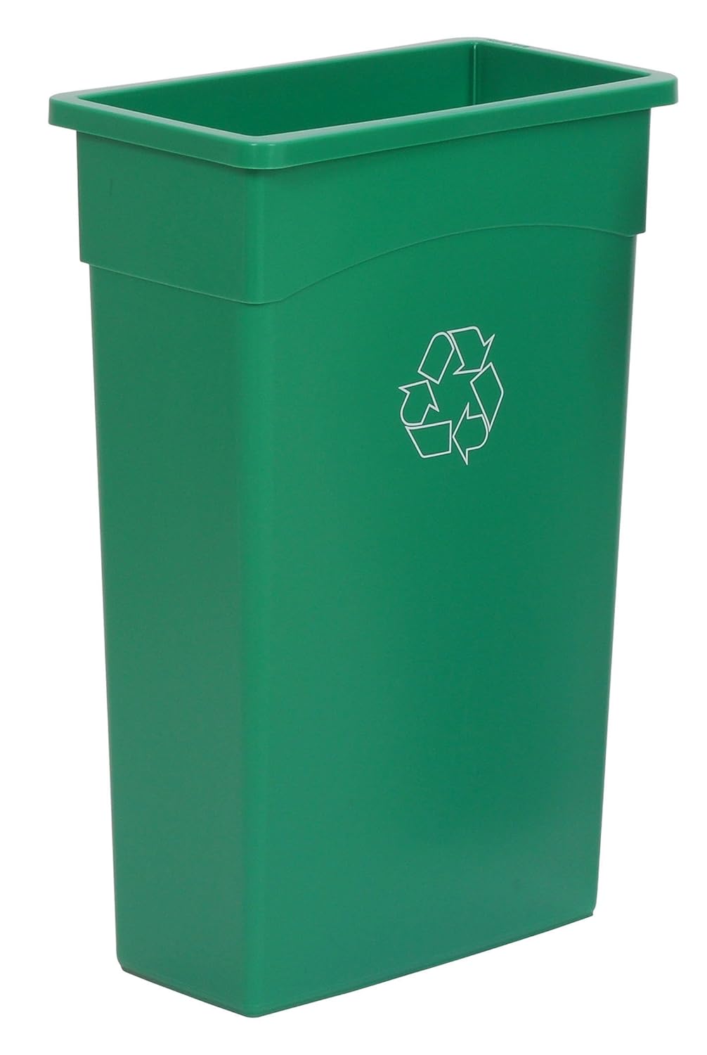Continental H8322-2 23-Gallon Wall Hugger LLDPE Recycling Receptacle with Handles, Rectangular, Green