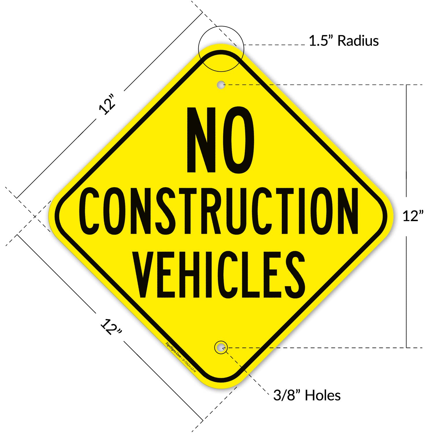 Amazon.co.jp: Sigo Signs、建設車両なし看板、12x12インチ、錆びない