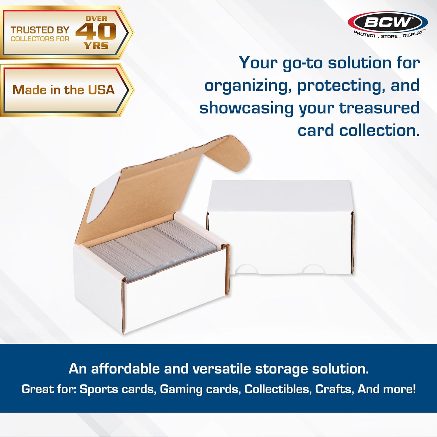 BCW 300 Card Storage Box - 50 ct | Cardboard Organizer for Baseball, Basketball, Football Cards, MTG, Pokemon | Card Game Storage & Protection | Card Storage Box | Assembly Required