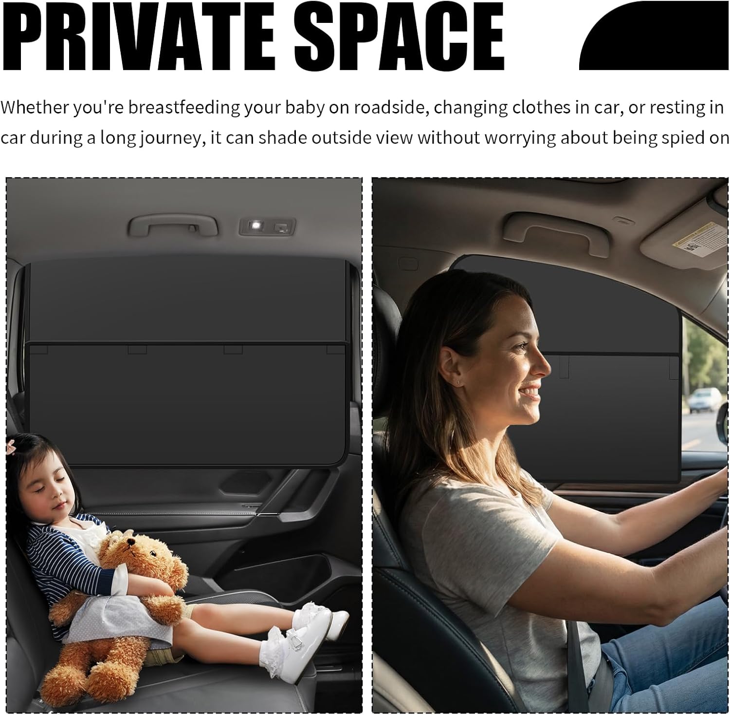 Car Sun Shade Side Window,Thickened Magnetic Car Window Shades for Side Windows Block Sunlight & Private Space,Foldable Universal Cars Curtains for Windows for Cars,SUVs (Front) image 4
