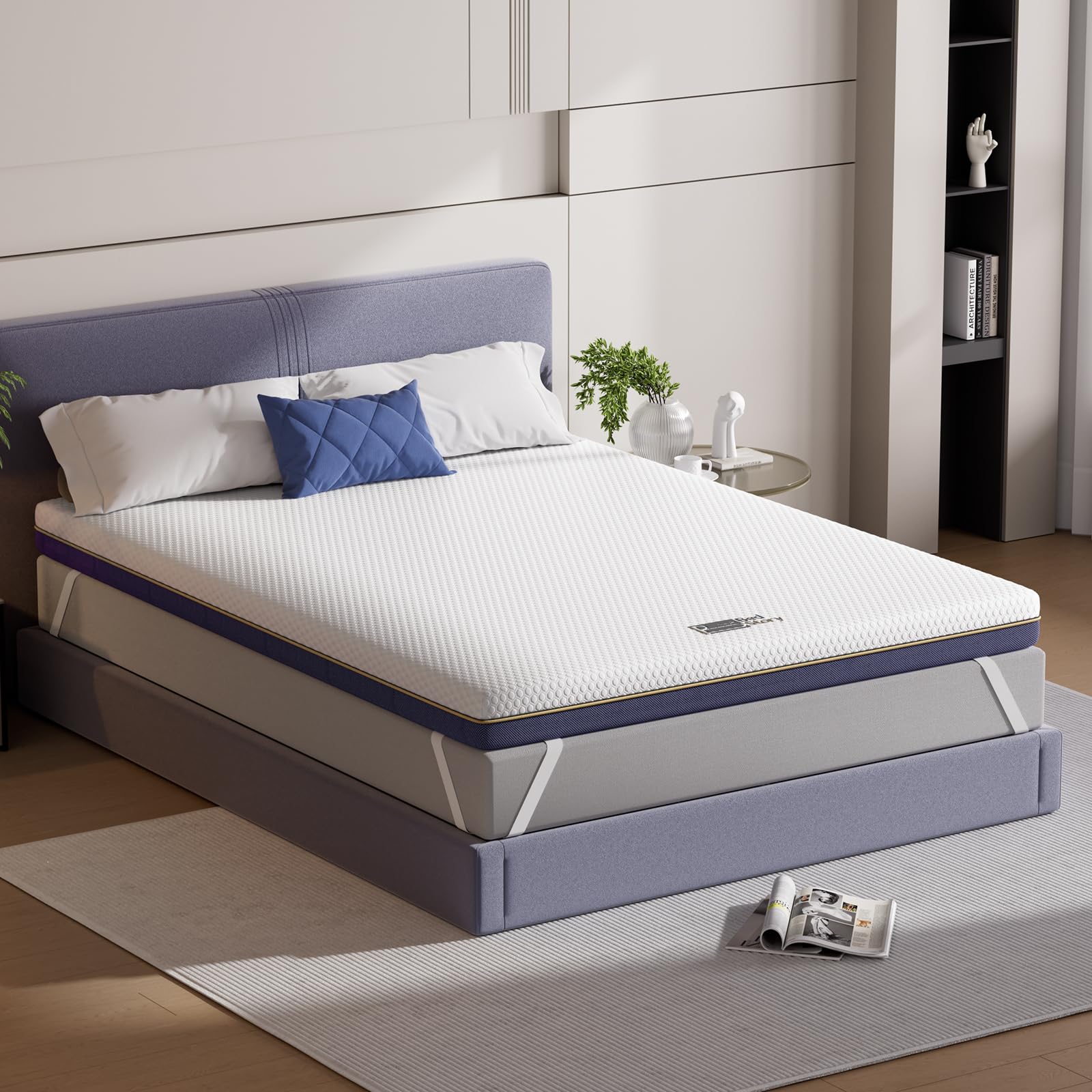 BedStory 10cm Topper 180x200cm, H3&H4 Gel Memory Foam Matratzentopper, Öko-TEX Zertifiziert Gelschaum Matratzentopper, geeignet für diejenigen, die einen härteren Topper bevorzugen