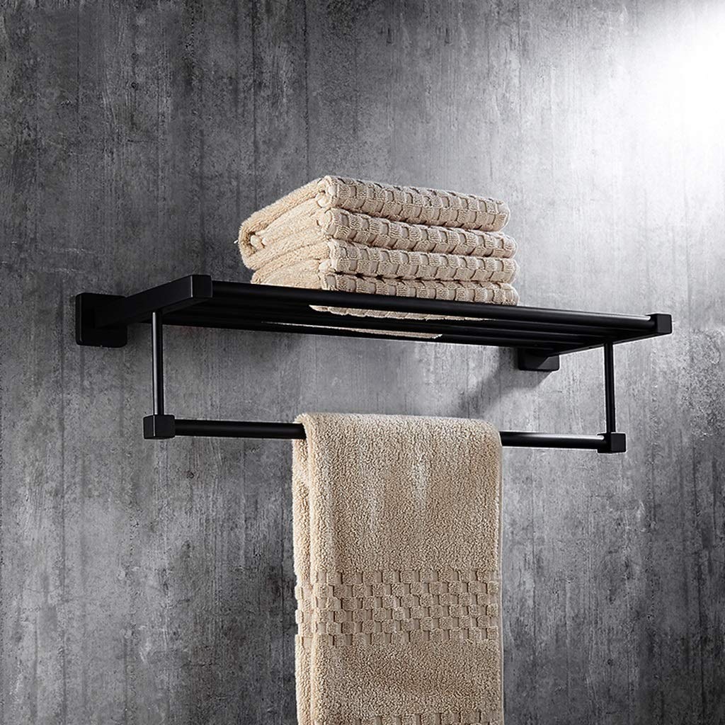 Estante Negro para baño, Toallero Simple nórdico, Estante Flotante, Estante montado en la Pared, toallero del baño, Estante de Aluminio 40x22x13.5cm (Size : 40x22x13.5cm)