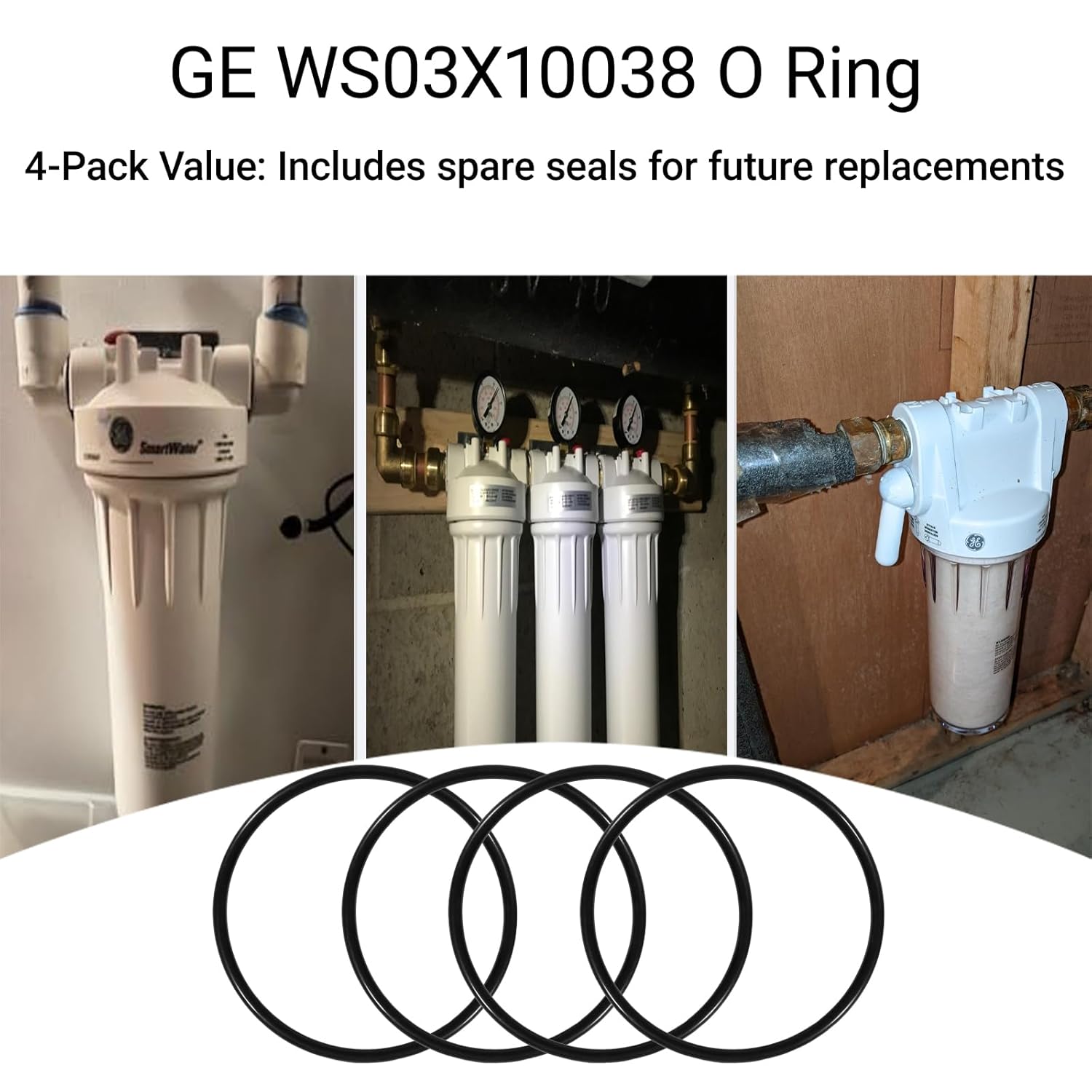 4 Pack WS03X10038 O-Ring for GE Water Filter Housing Gasket Seal Compatible with GE GXWH01C, CXWH08C, GXWH20F, GXRM10, GX1S01R & KWGE25RG – Leak-Proof Replacement 2.5" Under-Sink Filtration Systems