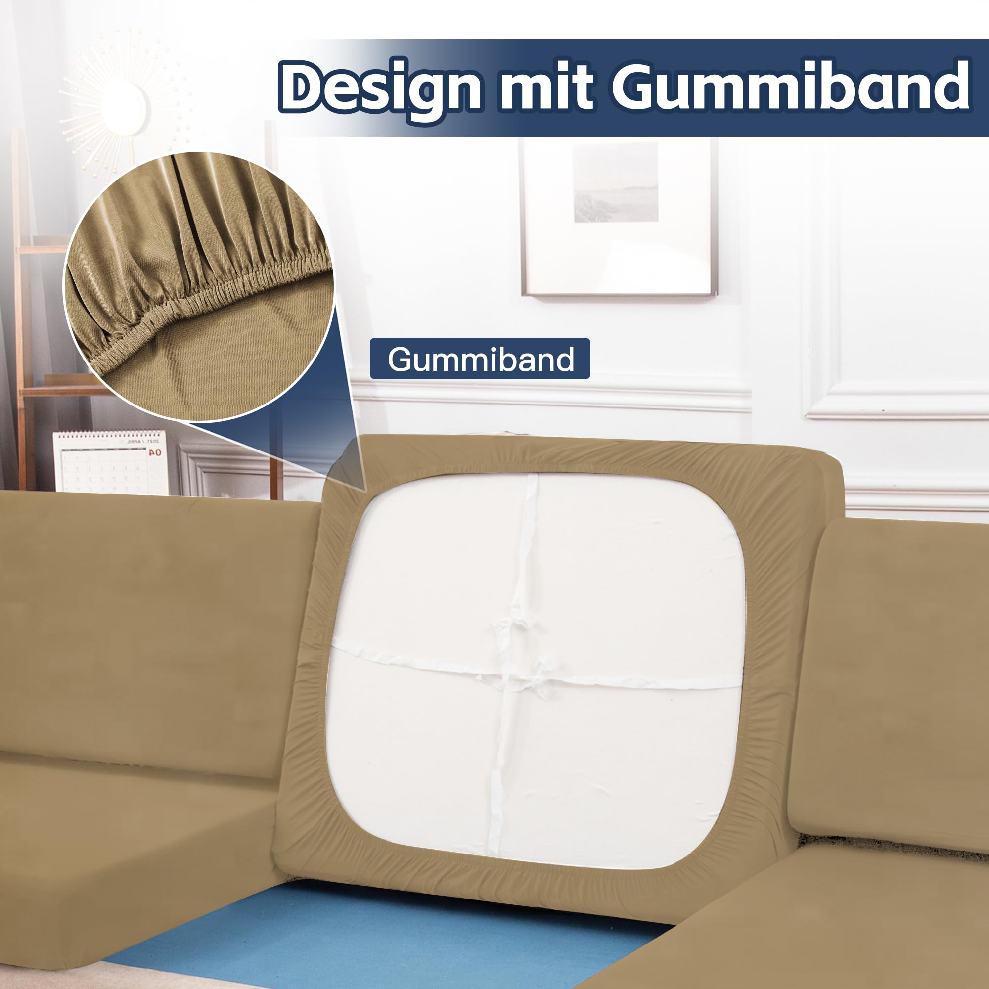 Patio-Kissenbezüge | Outdoor-Sofabezüge | Stretch-Sofakissenbezüge | Sofabezüge | Abnehmbar und maschinenwaschbar. (8, Khaki)