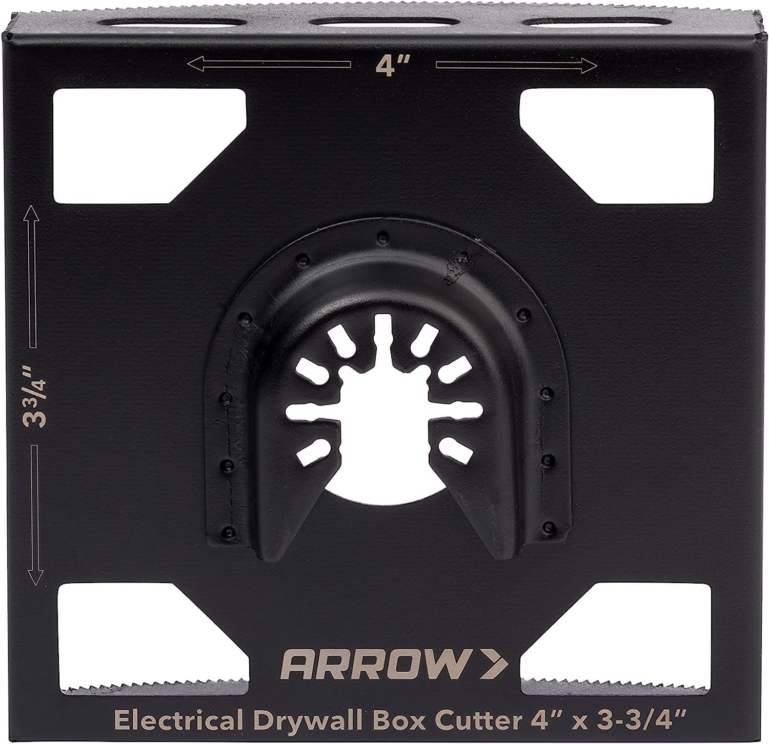 Arrow OSCGB2-1 2 Gang Electrical Box Drywall Cutting Blade for Oscillating Tools, Universal, Fits Most Multitools, Includes Adapter, Makes 4” by 3-3/4” Hole