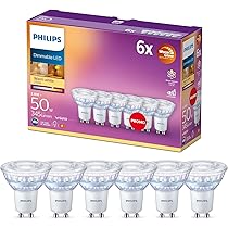 Philips LED Faretto 6 pz, Equivalente a 50W, Attacco GU10, Luce Bianca Calda, Dimmerabile