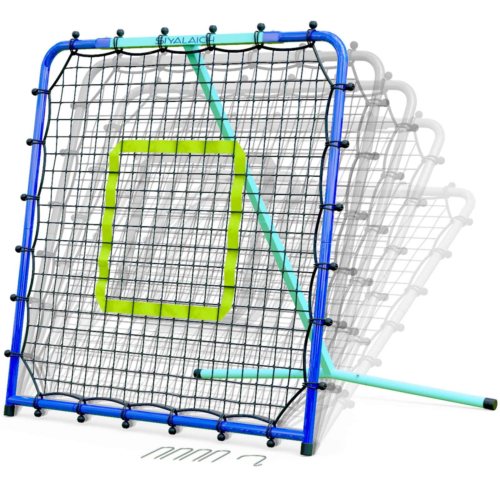 SIYALAICH Baseball Rebounder Net 3' x 3', Bounce Back Net Fielding Trainer,with 5 Adjustable Angles,UV & Weather Resistant Bungee Net,for Kids Baseball,Softball,Volleyball Training