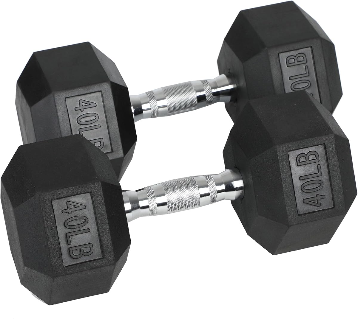 HolaHatha Hexagonal Rubber Dumbbell Weights Set, Home Gym Equipment