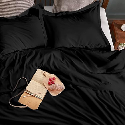 Miniatura 3 de Juego de funda de edredón de 3 piezas de alta calidad con cierre de cremallera y lazos en las esquinas, fundas de almohada ultrasuaves de 1000