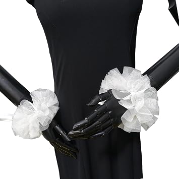 Authentic Medieval Costume Accessory Elizabethan Mesh Neck Ruff and and Wrist Cuffs Clown Choker for Masquerades Party