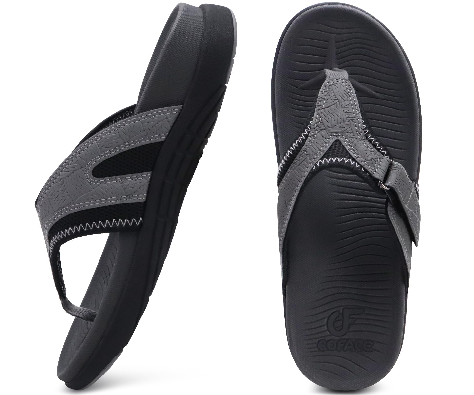 COFACE Chanclas Hombre Deportivo Soporte Arco Sandalias para la Playa Piscina Flip Flops de Dedo Verano Antideslizante