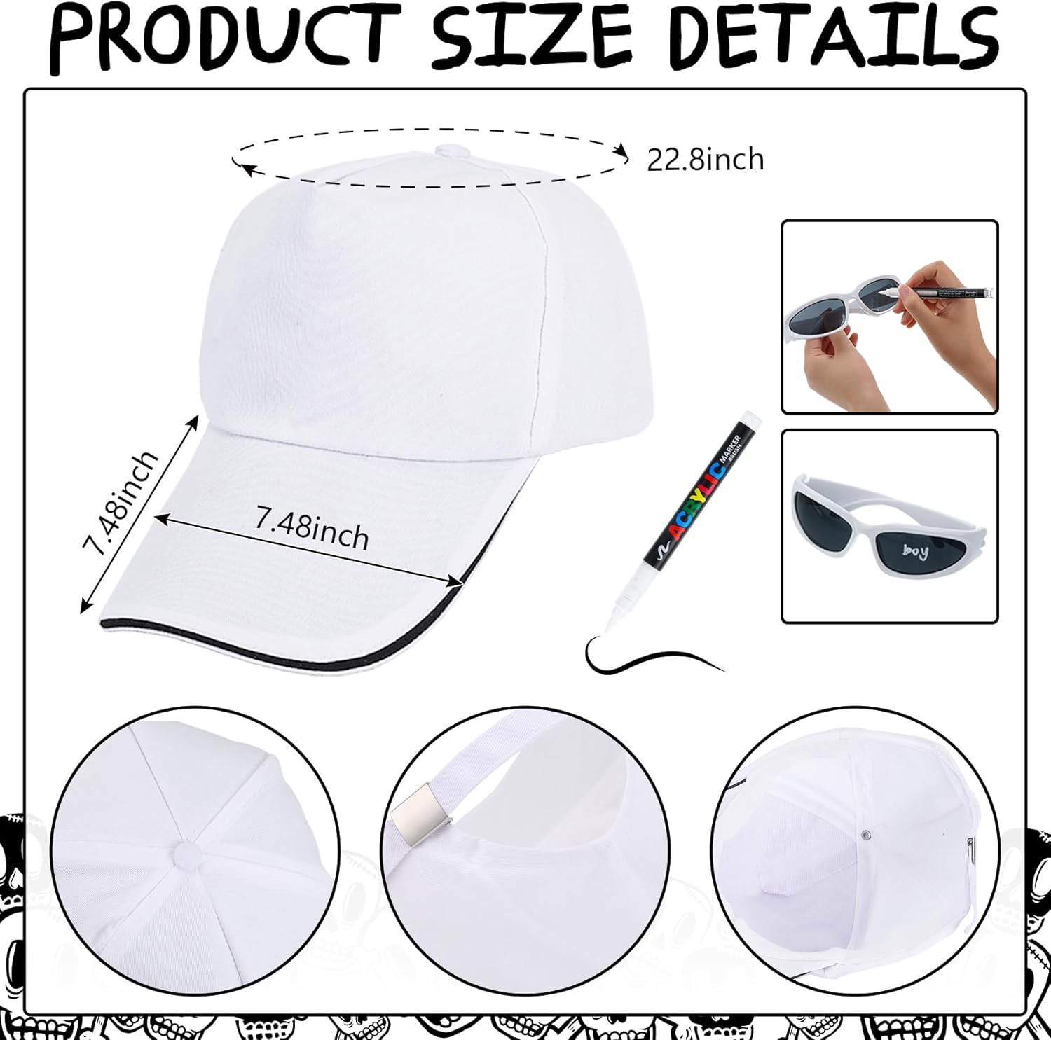 Halloween Costume Accessories 80s 90s Hip Hop Kit Rapper 2000s Hip Hop Hats Sunglasses Chain and Marker Write for Men Women Adult - Image 4