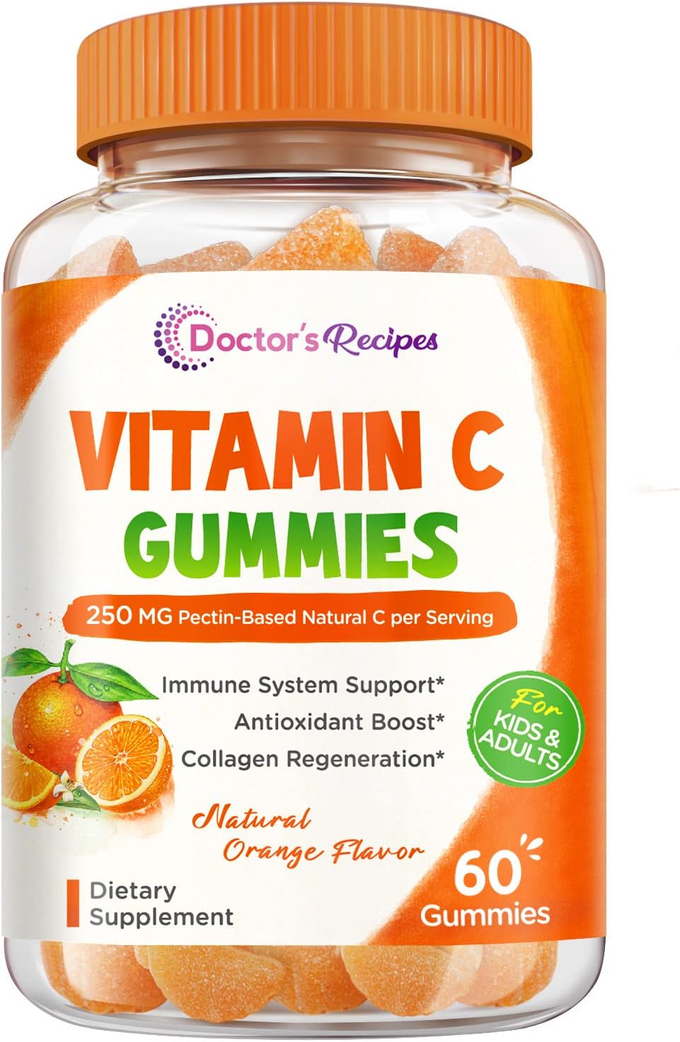 Doctor's Recipes Vitamin C Gummies for Kids & Adults, 250mg