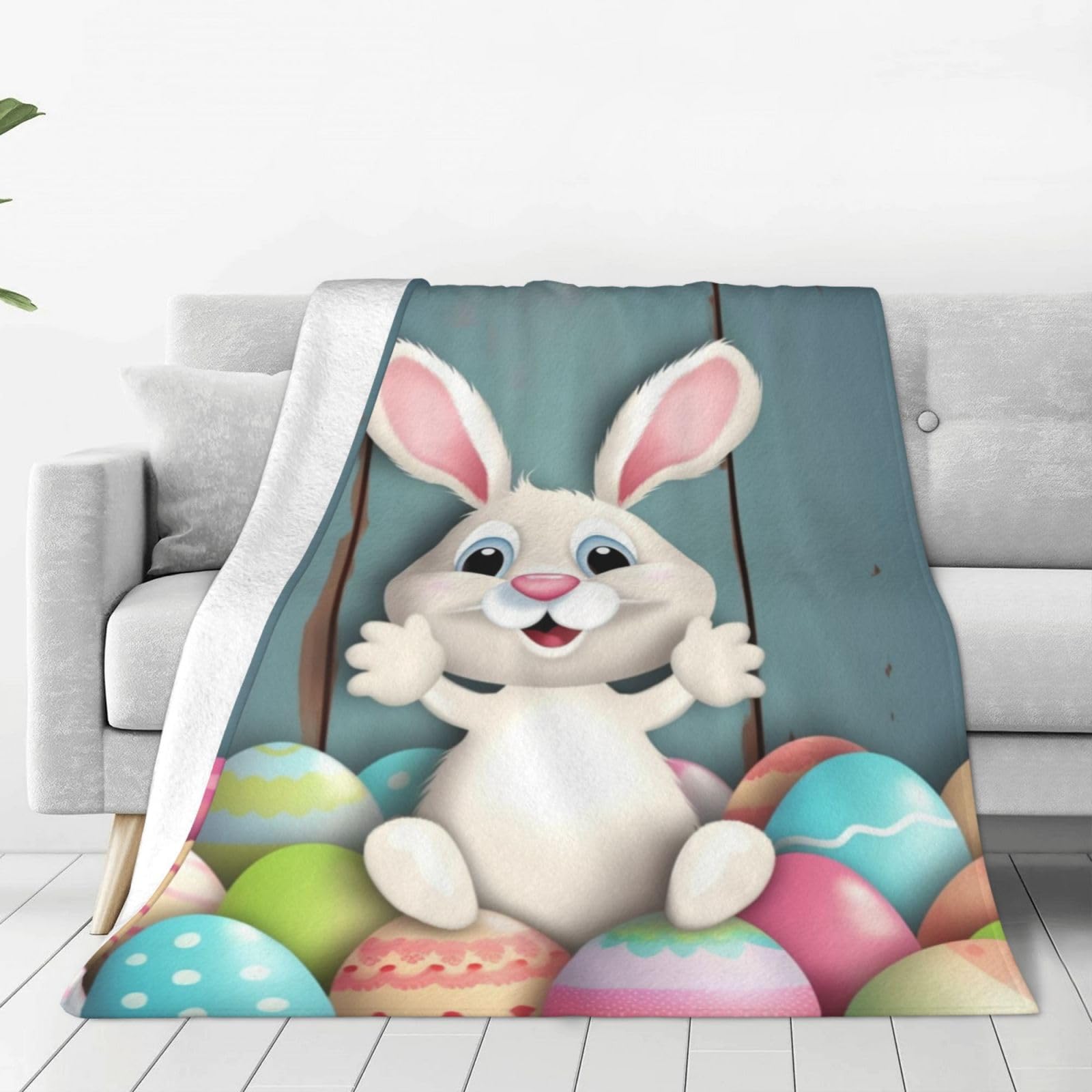 Couverture en flanelle imprimée Happy Easter, le cadeau de Pâques idéal
