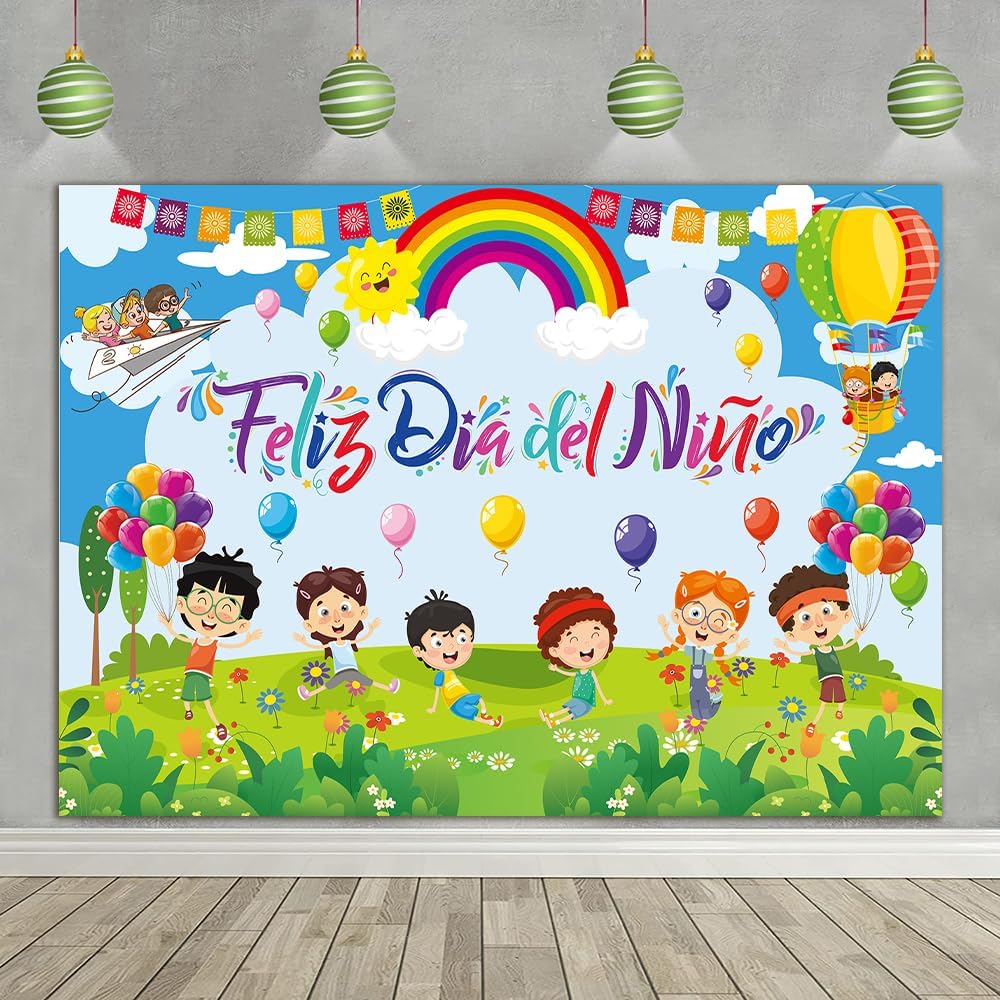 Feliz Dia Del Niño Backdrop Mexico Happy Children's Day Photography Background Colorful Mexican Fiesta Banner for Childrens Student School Classroom Party Decorations Supplies (94X70 inch (8x6FT))