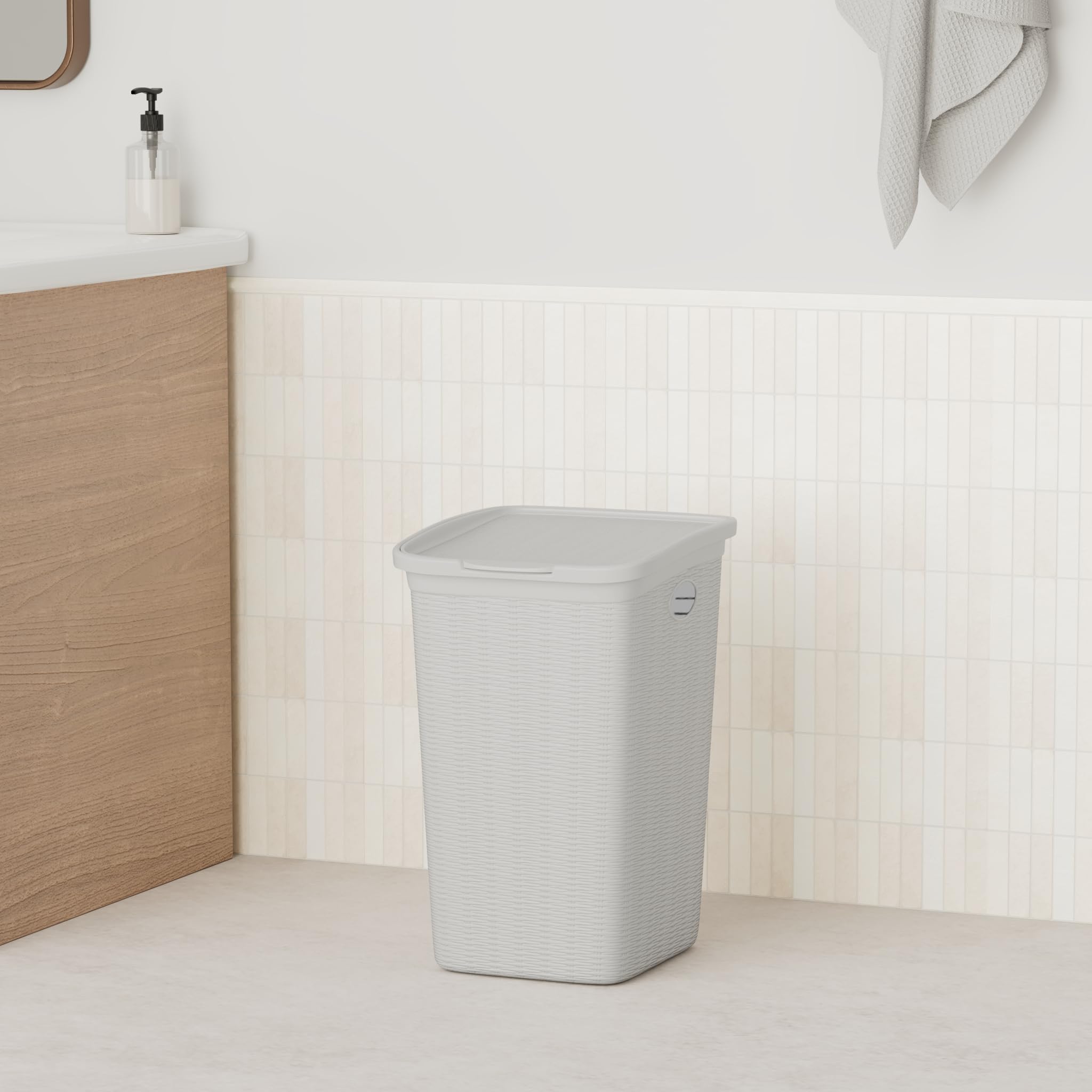 Cestino Stefanplast Elegance | Portaoggetti In Plastica Beige, Made In Italy, Moderno, Dimensioni 28x28x27 Cm - 6