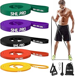Elastiche Resistenza Band, Set di 5 con Kit di Accessori, Fascia Elastica Fitness per Allenamento Stretching Powerlifting Resistenza, L'Allenamento Della Forza e La Terapia Fisica