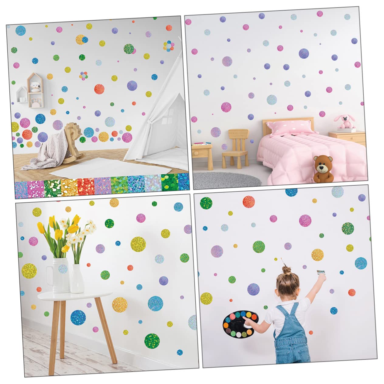 Toyvian 25hojas Pegatinas De Pared Autoadhesivas Para Decoración Infantil De Verde Rosa Azul Para Habitaciones Salones