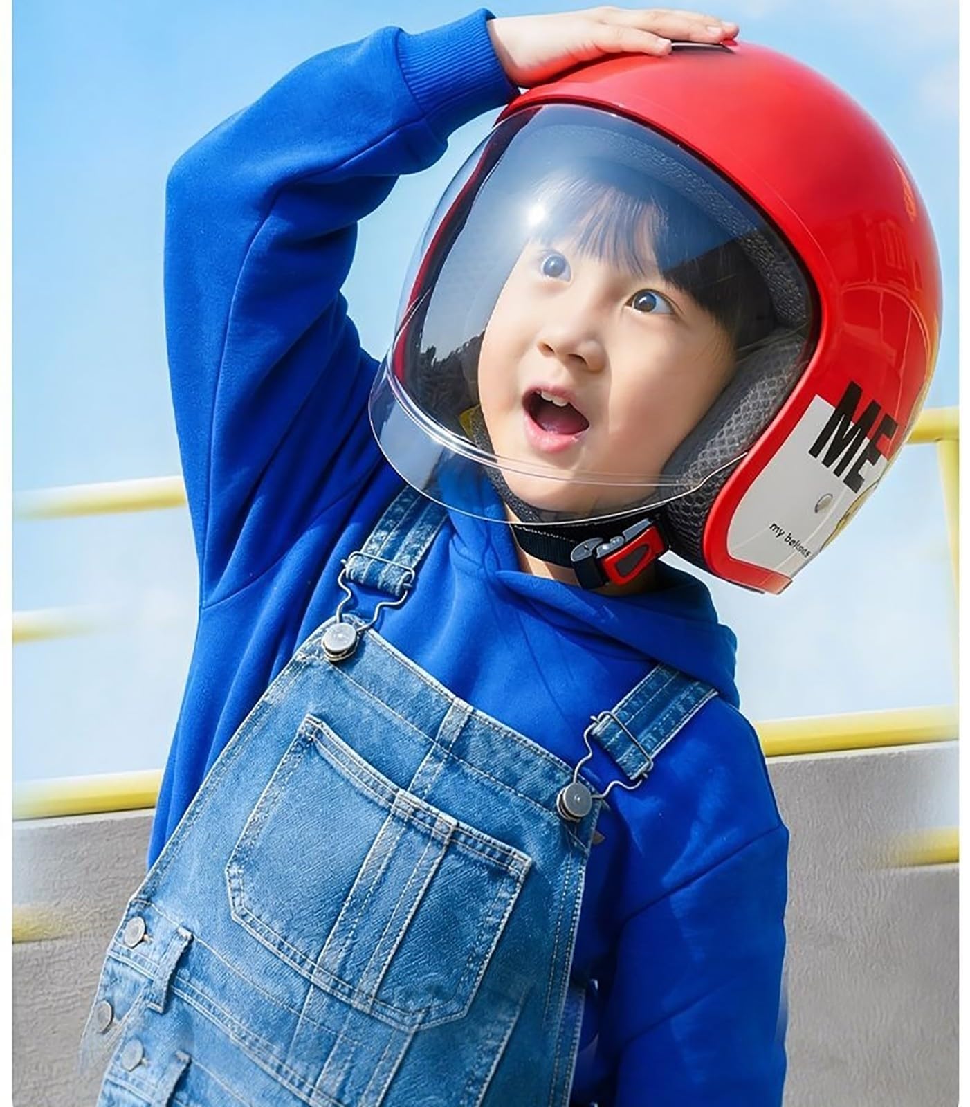 Dziecięcy kask motocyklowy, otwarty kask dla dzieci, dla dziewczynek i chłopców w wieku 4-12 lat, kask motocyklowy z wizjerem, kask rowerowy lub cruiser, homologacja ECE.