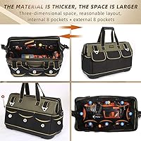 Vista 4 de FASTECH Bolsa de herramientas de boca ancha de 15 pulgadas con base moldeada a prueba de agua, bolsa de herramientas de boca ancha, bolsa