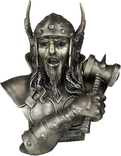 Miniatura 1 de Ebros Gift Gran Thor Odinson empuñando Mjolnir Martillo Busto Estatua 11" Alto Mitología nórdica Dios del Trueno Rayo Martillo Mjolnir Donar Hijo de