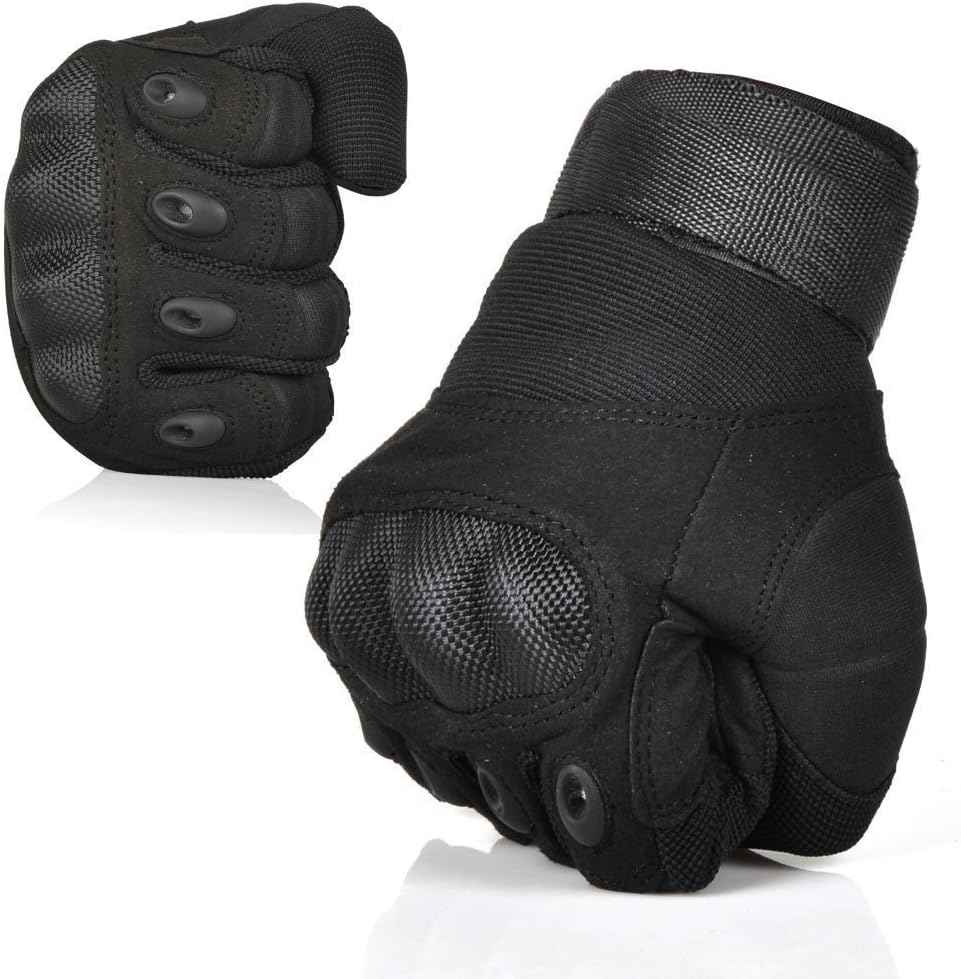 Ventilate Wear-resistant Tactical Gloves Hard Knuckle and Foam Protection for Shooting Airsoft Hunting Cycling Motorcycle Gloves Men's Outdoor Half finger Full finger Gloves Black M/L/XL