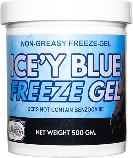ICE’Y Blue Freeze Gel for Horses – Fast-Acting Cooling Therapy for Joint & Muscle Relief, Non-Greasy Menthol Formula, Reduces Swelling & Soreness – Equine Leg, Tendon & Back Support – 1lb