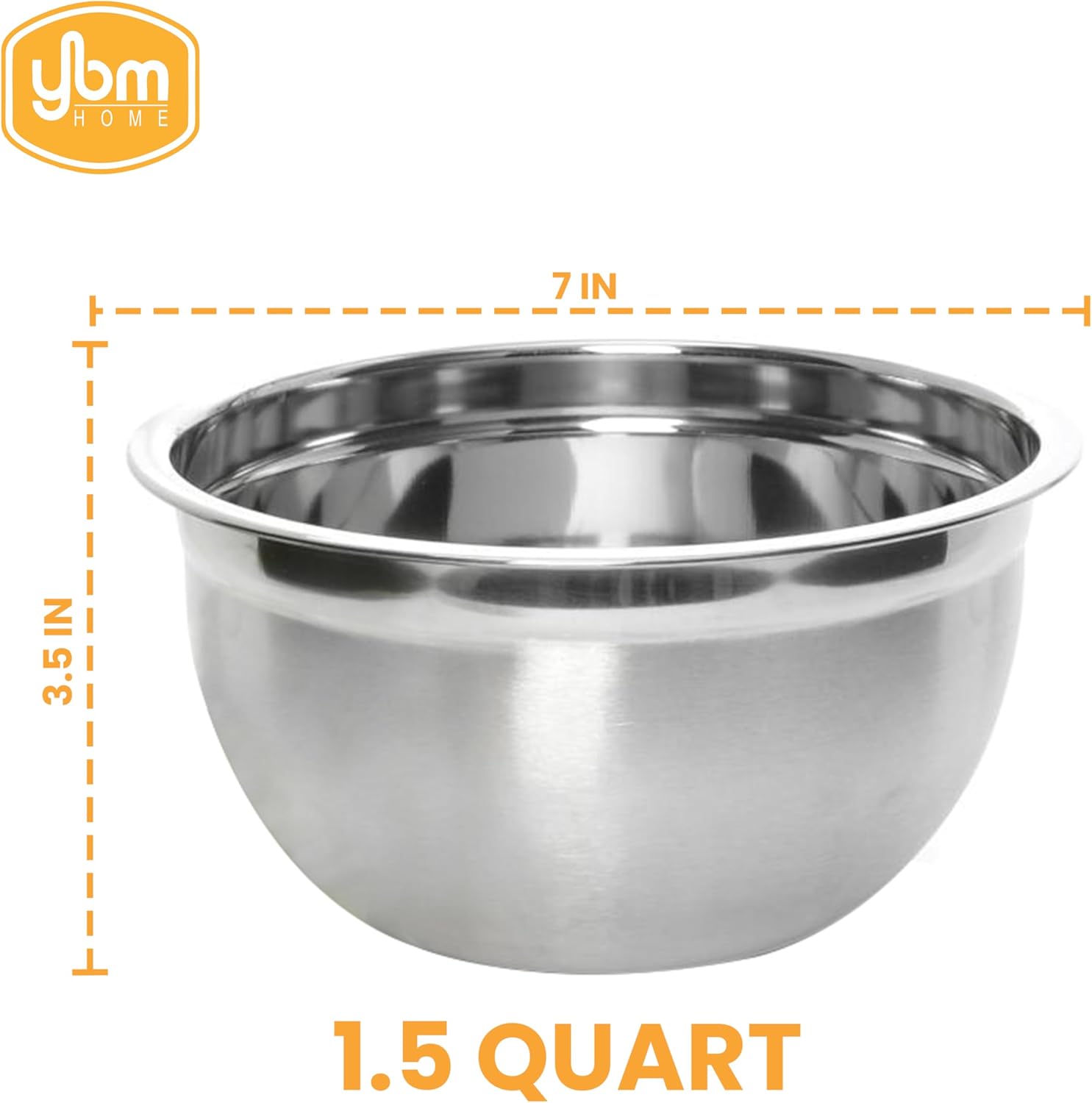 YBM HOME Deep Professional Stainless Steel Mixing Bowl for Cooking Baking, Mixing and Serving - 1.5 Quart, 1169k - Image 7