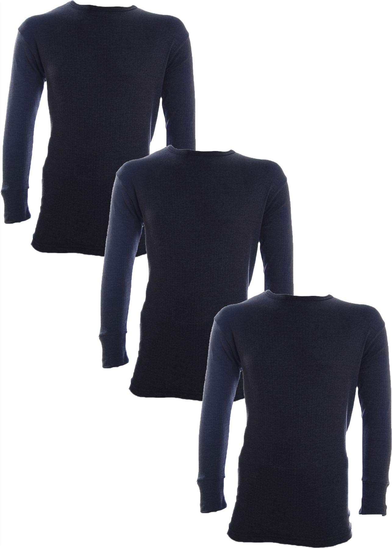 Undercover Men's Charcoal (Long Sleeve Vest) 3 Pairs Brushed Thermal Long Sleeve Vests Charcoal Large