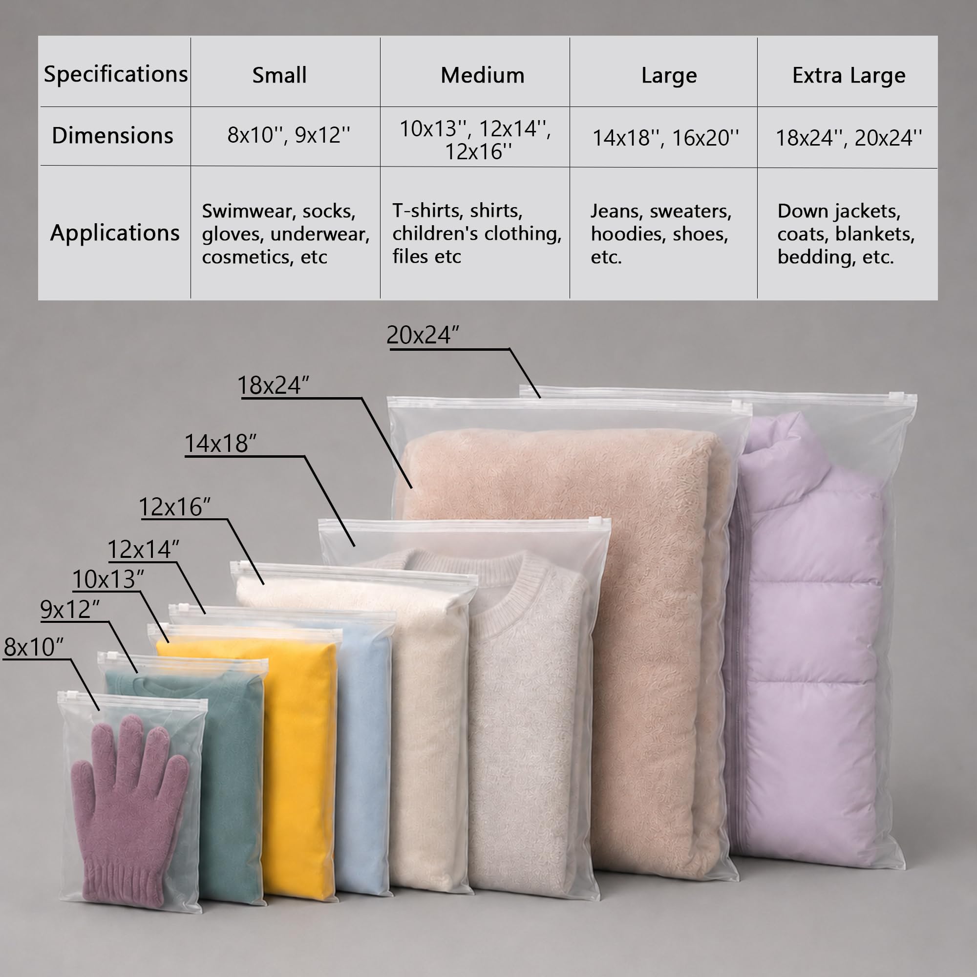 JinRuiKJ Confezione da 100 sacchetti per imballaggio vestiti per spedizione, 30,5 x 35,5 cm, con cerniera satinata, per riporre vestiti o piccole imprese, sacchetti in plastica spessa 3 mm con fori di
