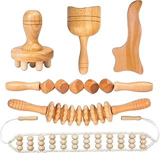 BUYMAX 6 pcs Wood Therapy Massage Tools, Maderoterapia Kit Lymphatic Drainage Massager, Body Sculpting Tools for Lymphatic Drainage, Anti-Cellulite, Muscle Release