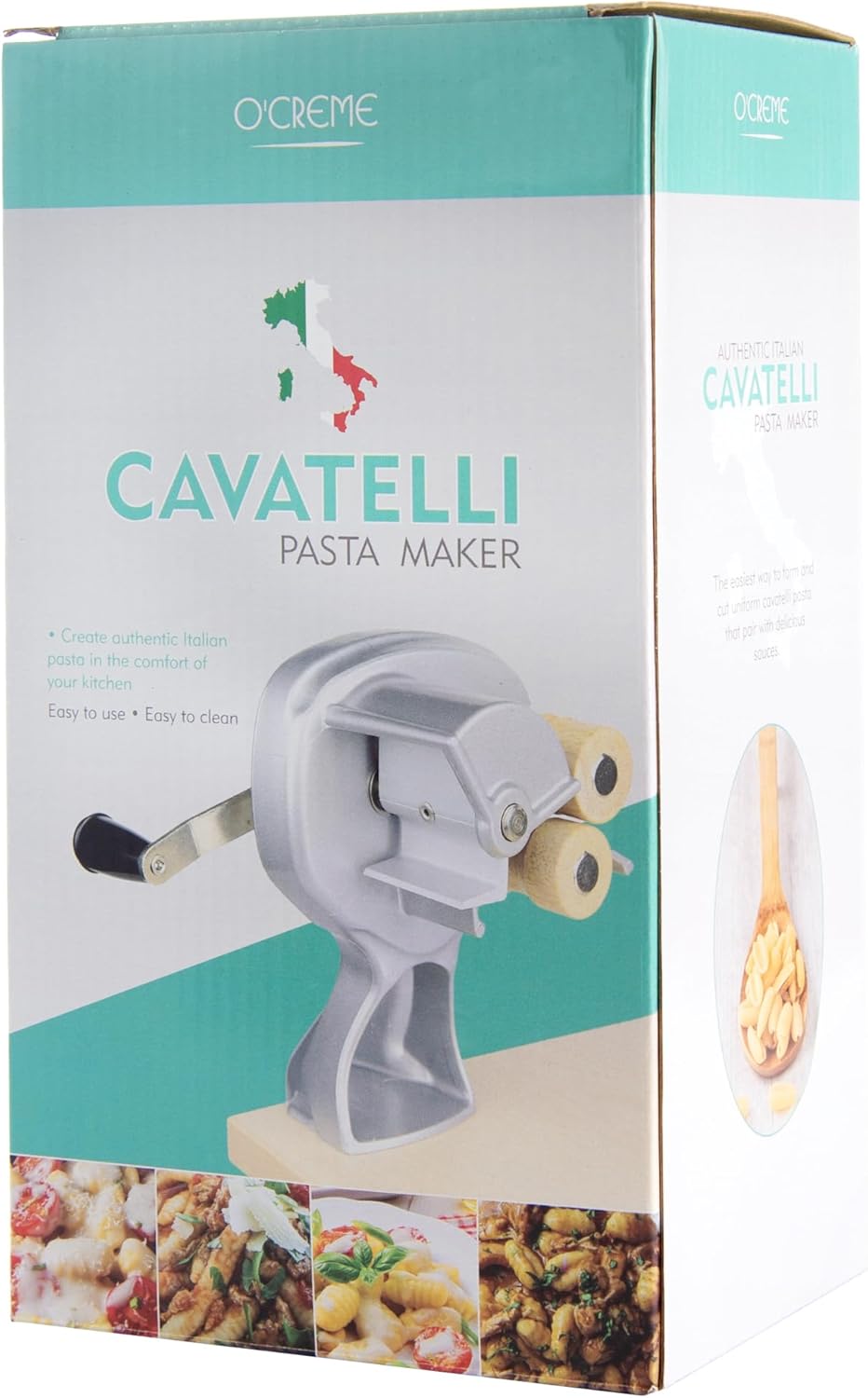 O'Creme Cavatelli Pasta Maker – Original Italian Pasta Roller Pasta Maker Machine – Non-Stick Coating Wooden Rollers Gnocchi Maker Pasta Attachment – Easy to Clean and Perfect Precision Cut