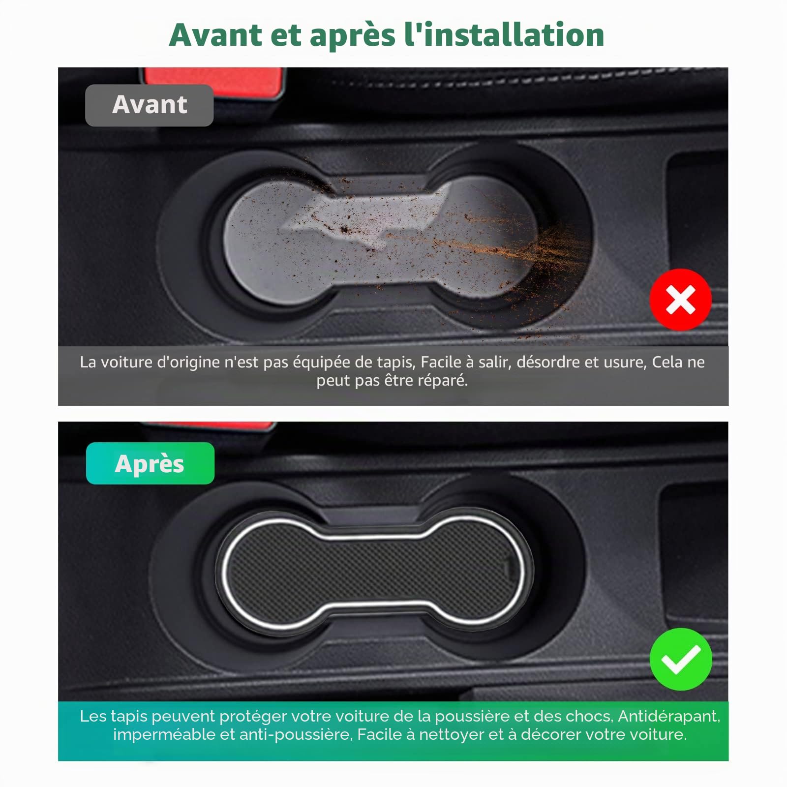 GAFAT Renaul-t Clio 5 (Freins Manuels) 2020-2022 2023 Tapis Antidérapants en Caoutchouc pour Console Centrale, Clio 5 2023 Tapis de Couture de Porte (Blanc)