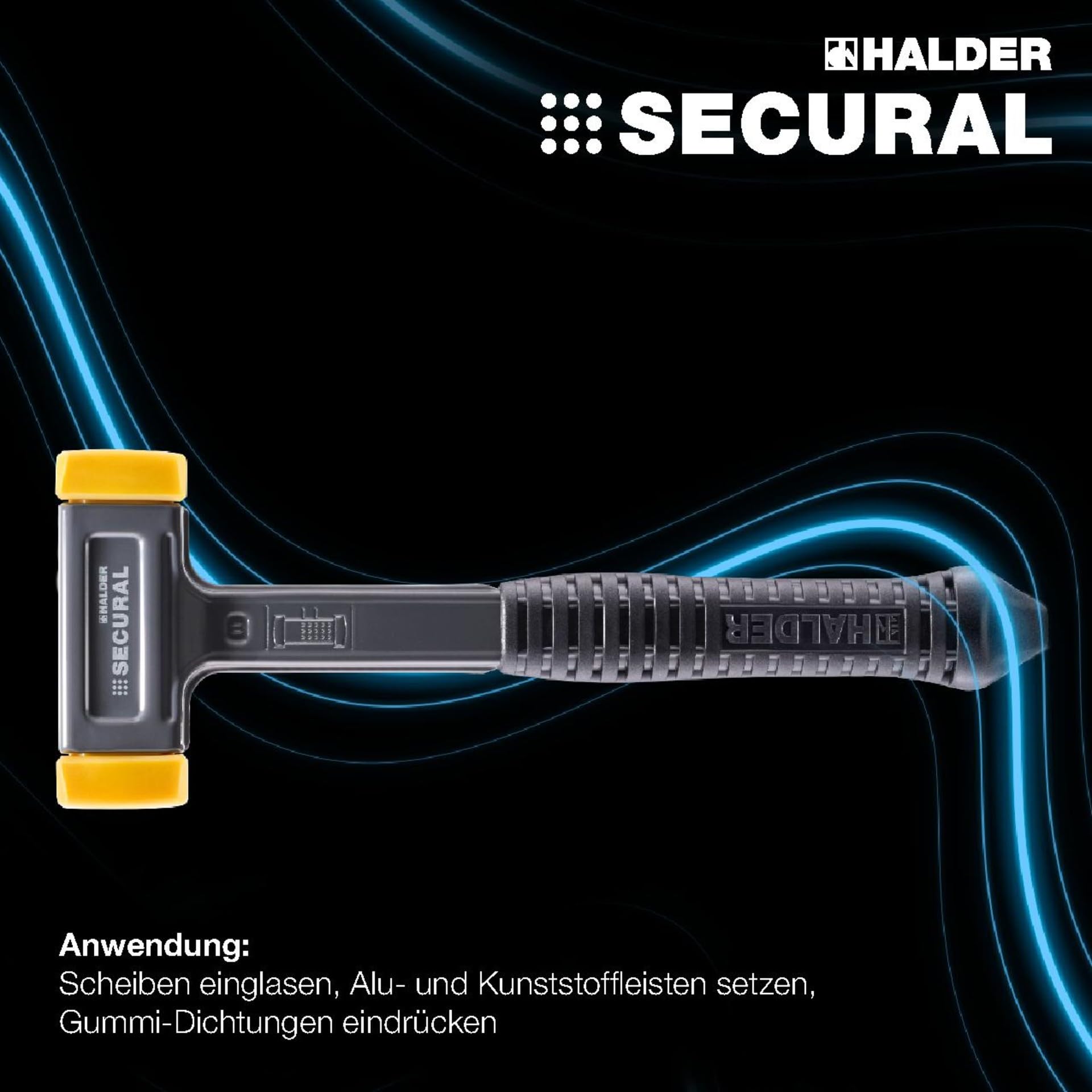 SECURAL plus-Schonhammer, Kopf und Stiel bruchsicher aus einem Stück Stahl, Schlageinsätze rechteckig, mit speziellem Griffende | L=30 mm/B=40 mm | 3380.140