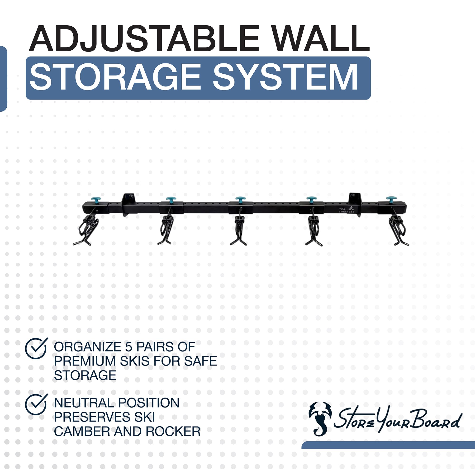 StoreYourBoard Omni - Estante de Almacenamiento de Pared para esquí y Snowboard | Soporte de Pared de esquí para el hogar y el Garaje