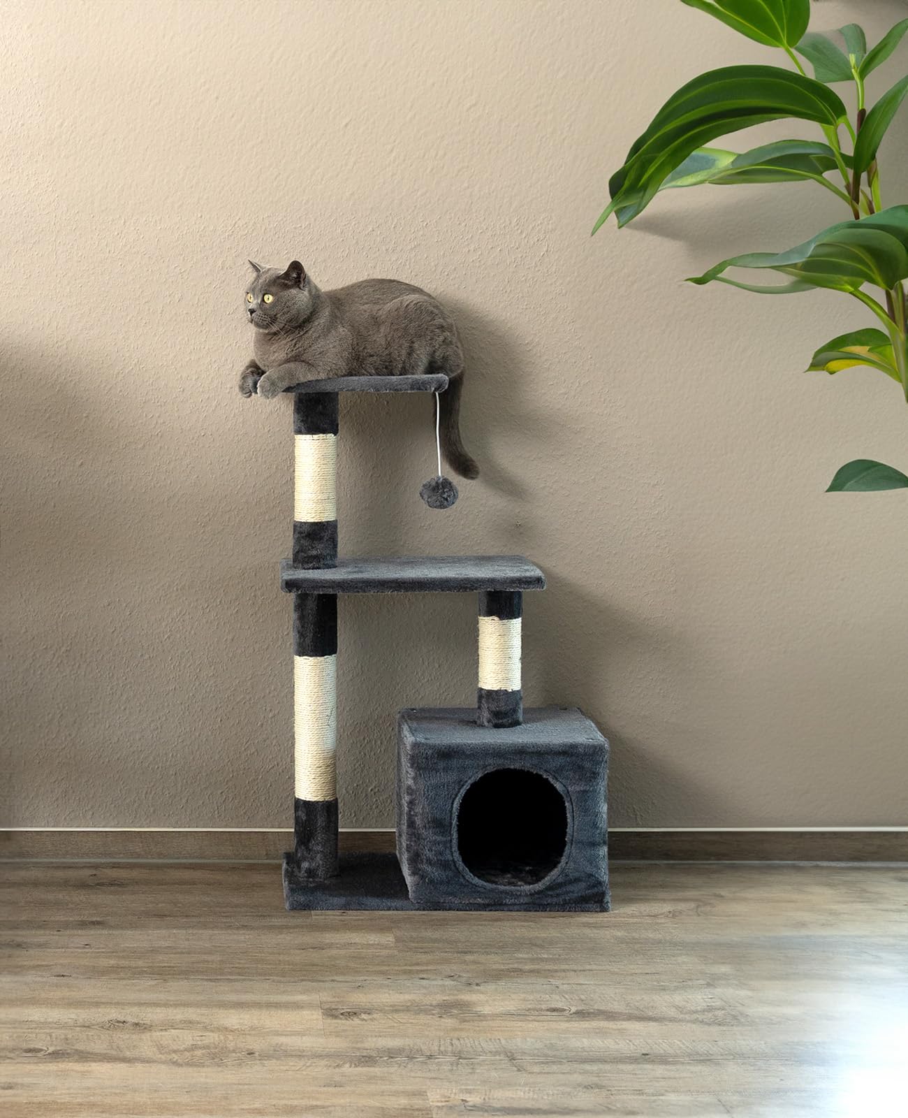 lionto Tiragraffi per Gatto Albero Tiragraffi Gatto Gioco Giocattolo Gatti Altezza 85 cm, Grigio