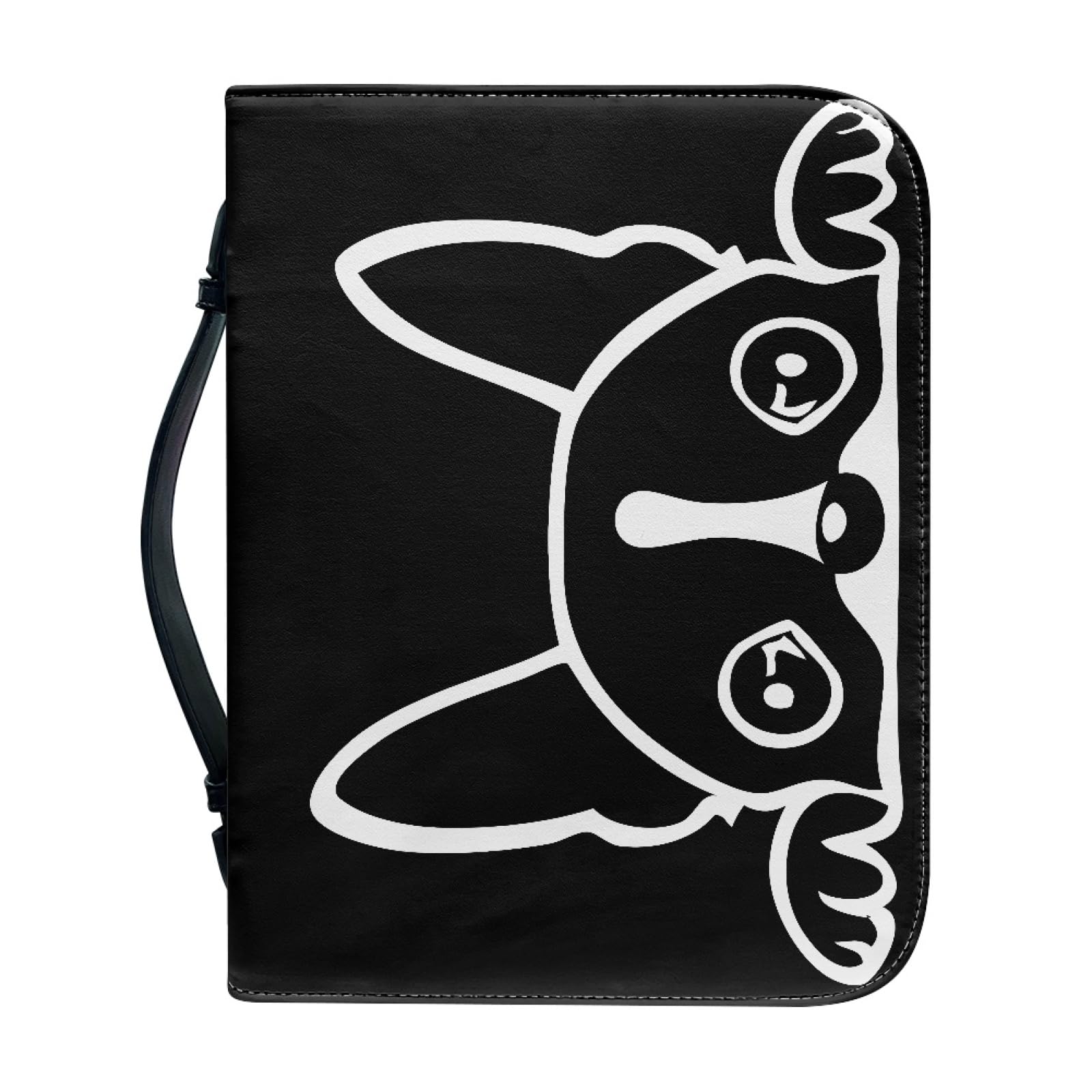 Kuiyaobaty Kawaii Dog Print Book Bag - Notebook Cover Case for Women, Cartoon French Bulldog Book Sleeve Zipper Tote Holder — image 1