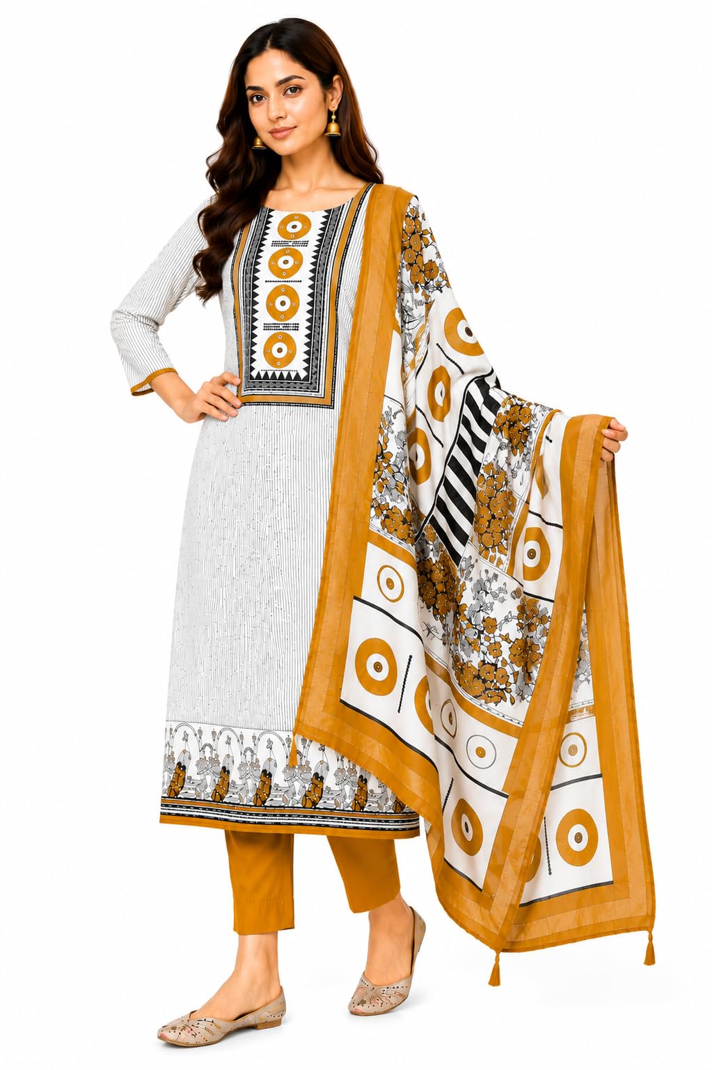 Unstiched Geometric Printed Kurta Pant with Dupatta-image-9