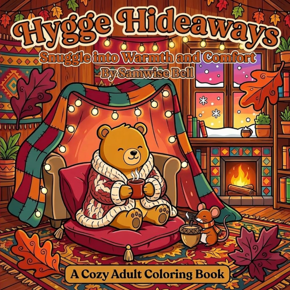 Hygge Hideaways: A Cute and Cozy Adult Coloring Book with Kawaii Animals: Snuggle into Warmth and Comfort with 70 Cute, Relaxing Illustrations