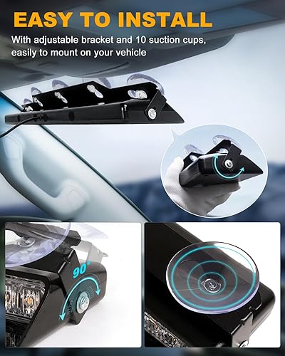 Miniatura 21 de HLauto Luces estroboscópicas de emergencia 6Z4J: luces de seguridad blancas rojas de 2 x 16.8 pulgadas, 48 luces LED intermitentes de advertencia