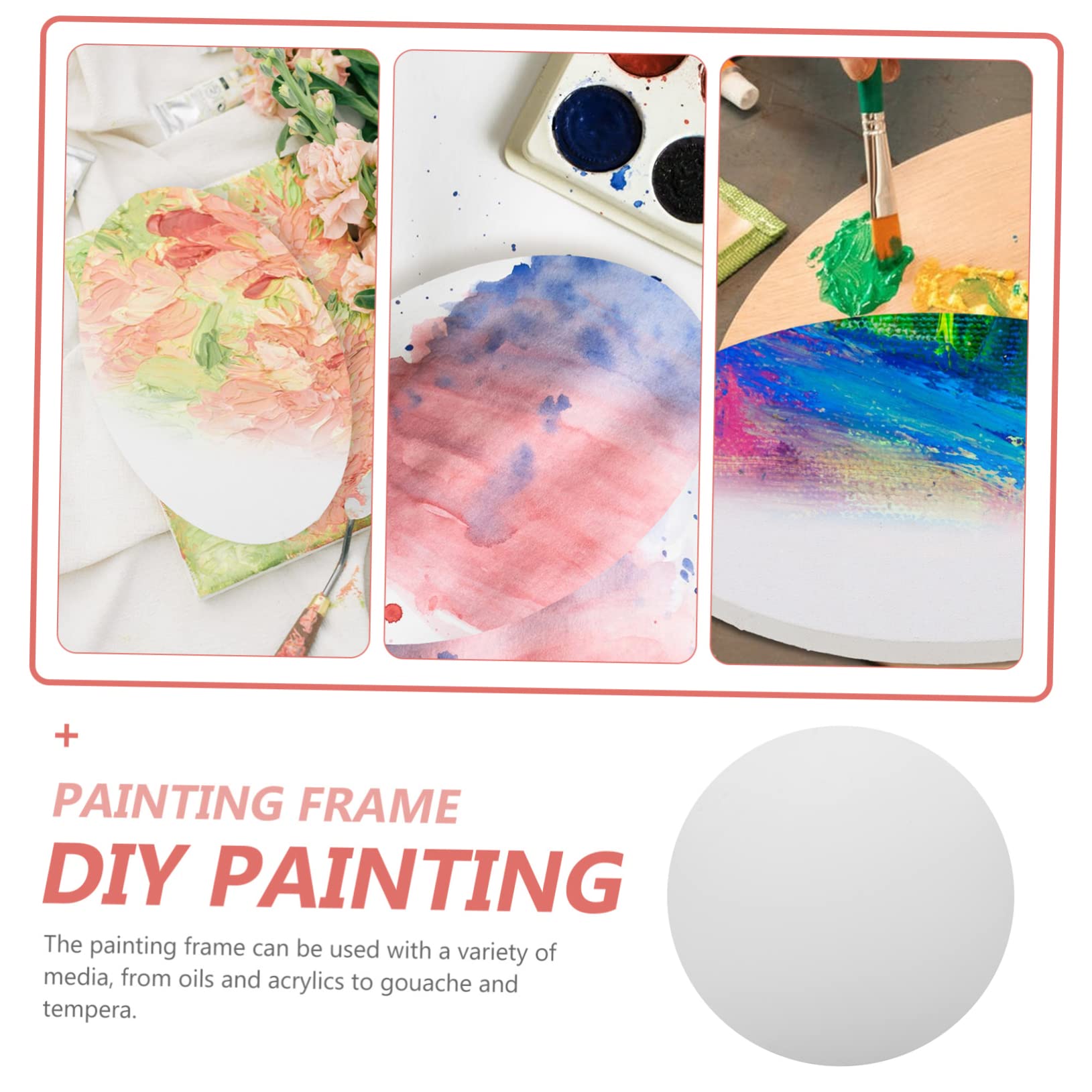 Panneau de Toile Rond Toile Ronde pour Peinture à L’Huile DIY