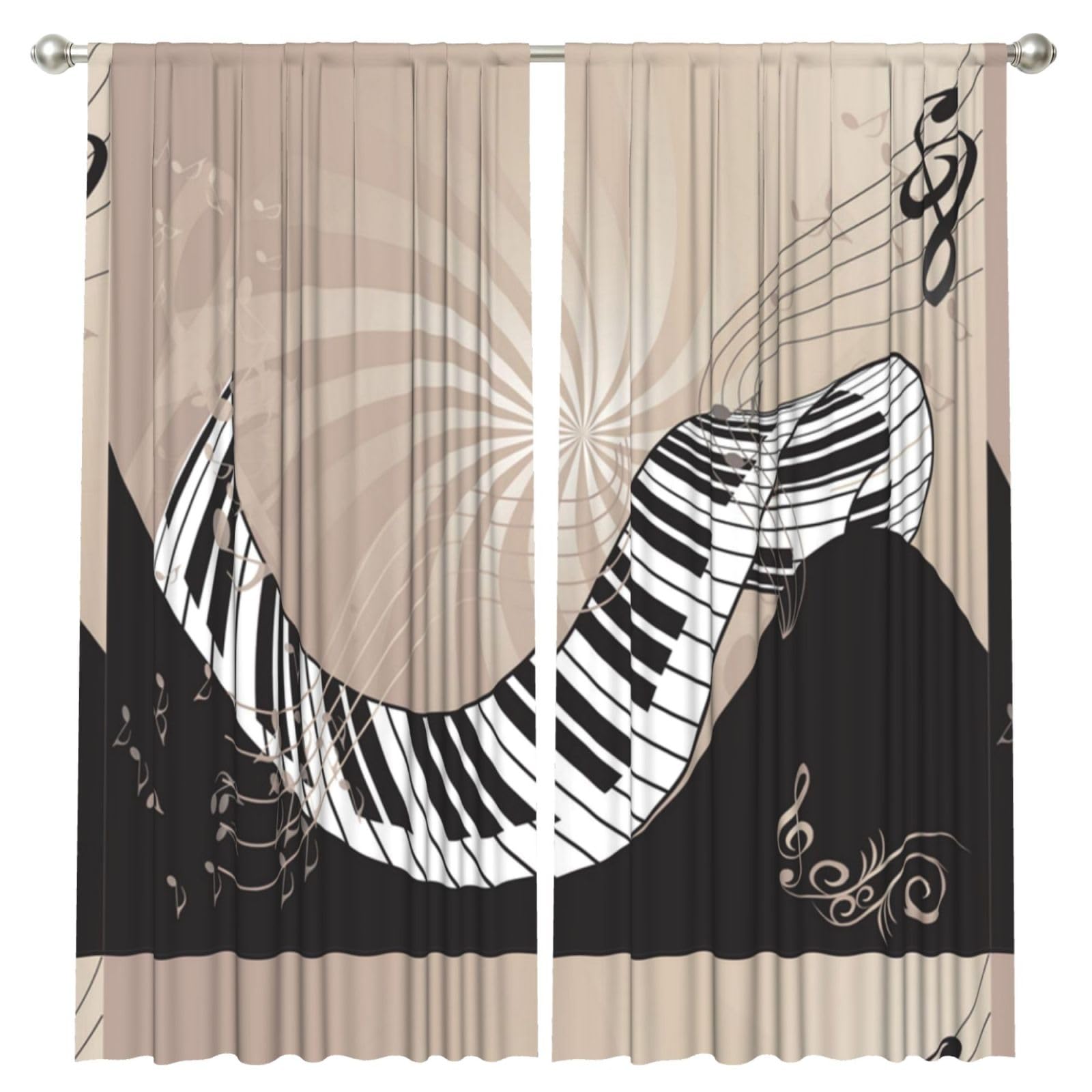 InOmak Piano Keyboard, 2 Panels Window Curtains 52 x 84 Inch Blackout Curtains for Living Room Bedroom