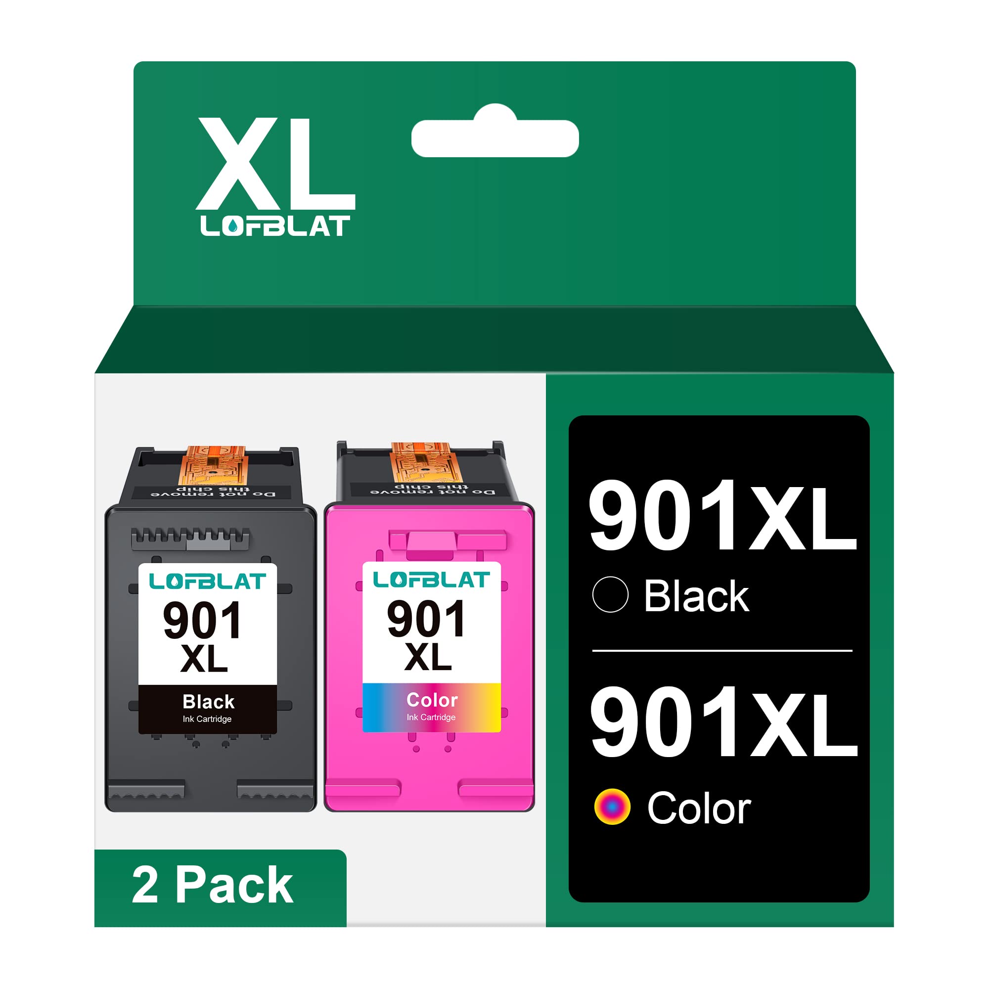 LOFBLAT 901 XL 901XL Multipack Kompatibel für HP 901 schwarz Druckerpatronen für HP Officejet 4500 Druckerpatronen J4580 J4680 J4524 J4535 J4540 J4550 (2er-Pack, 1 Schwarz 1 Farbe)