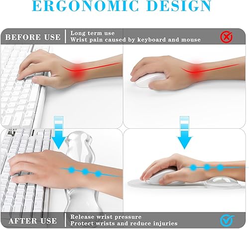 Miniatura 2 de Juego de reposamuñecas de gel para teclado y mouse, ergonómico para teclado y mouse con soporte para muñeca, alivio del dolor, adecuado para