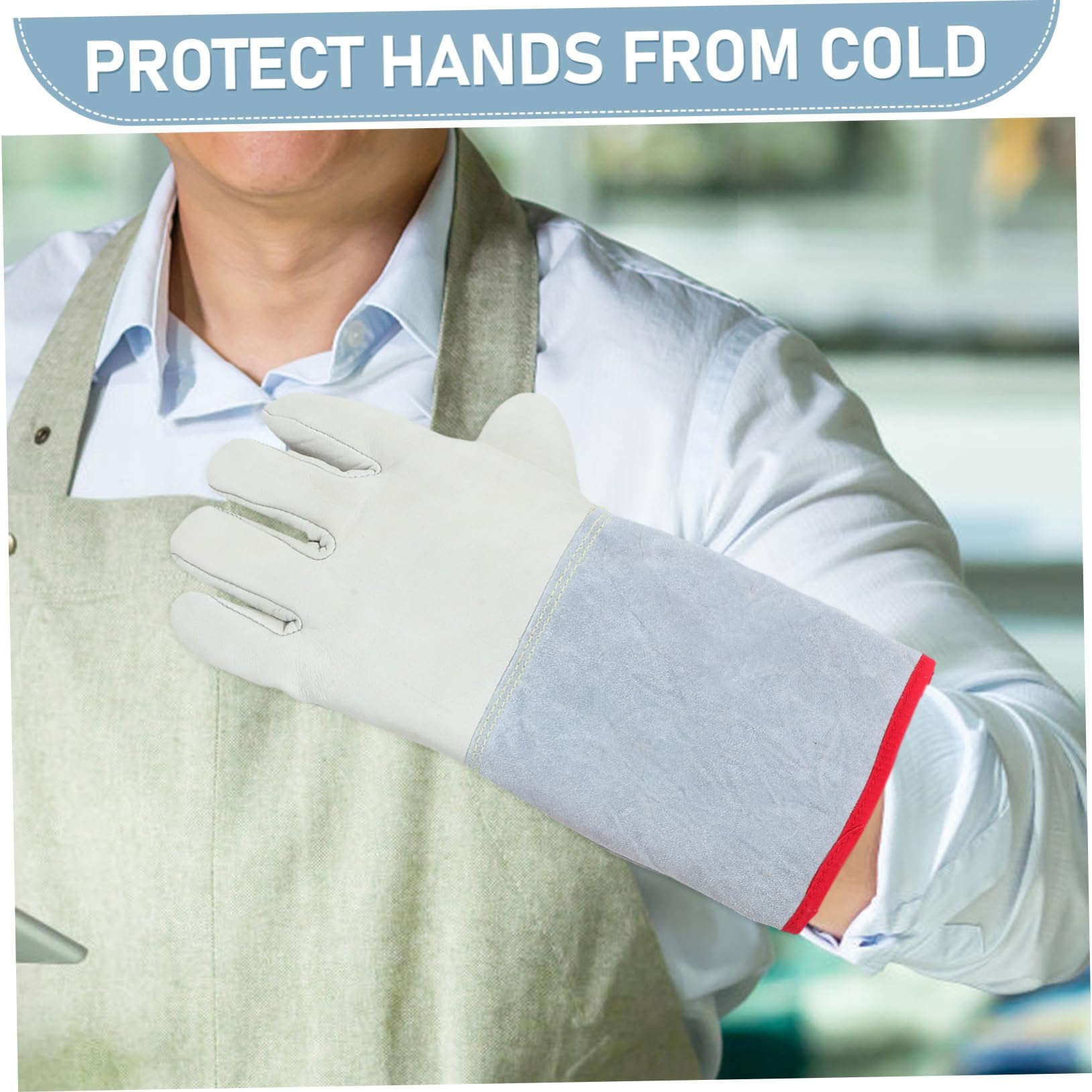 Guanti Antifreeze da Lavoro, 1 Paio, Resistenti alle Basse Temperature | Pelle Bovina e Cotone, Isolamento Superiore, per Camion Refrigerati e Uso Esterno