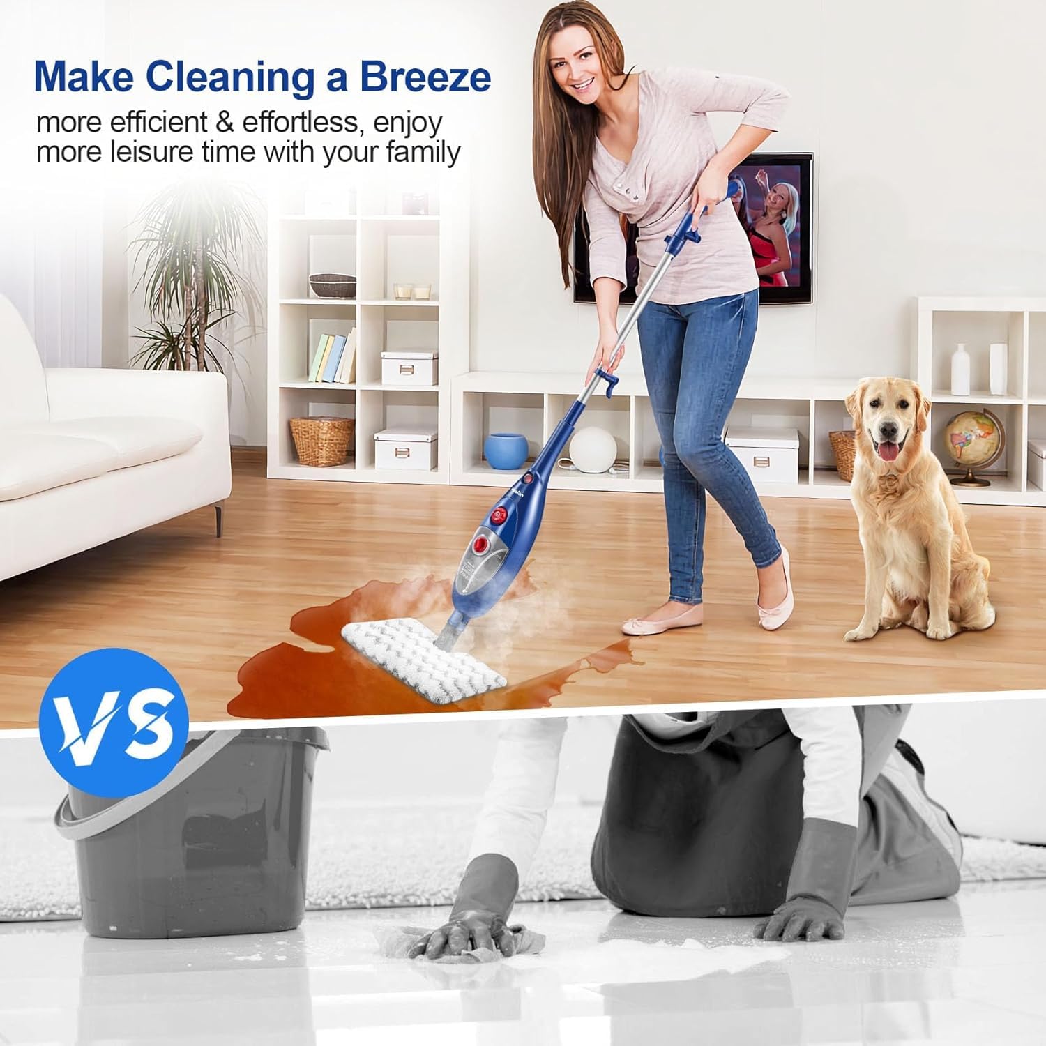 Moolan Steam Mop for Hardwood Floors 12 in 1 Steam Mop,Detachable